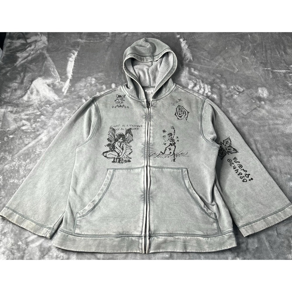 Kimchi Blue Hoodie Women Size Small Oversize Washed Blue Grey Fairy Goth